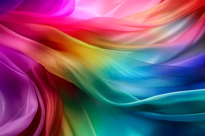 Abstract Rainbow Silk Fabric Flowing Background
