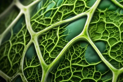 Macro View Of Intricate Green Leaf Vein Structure