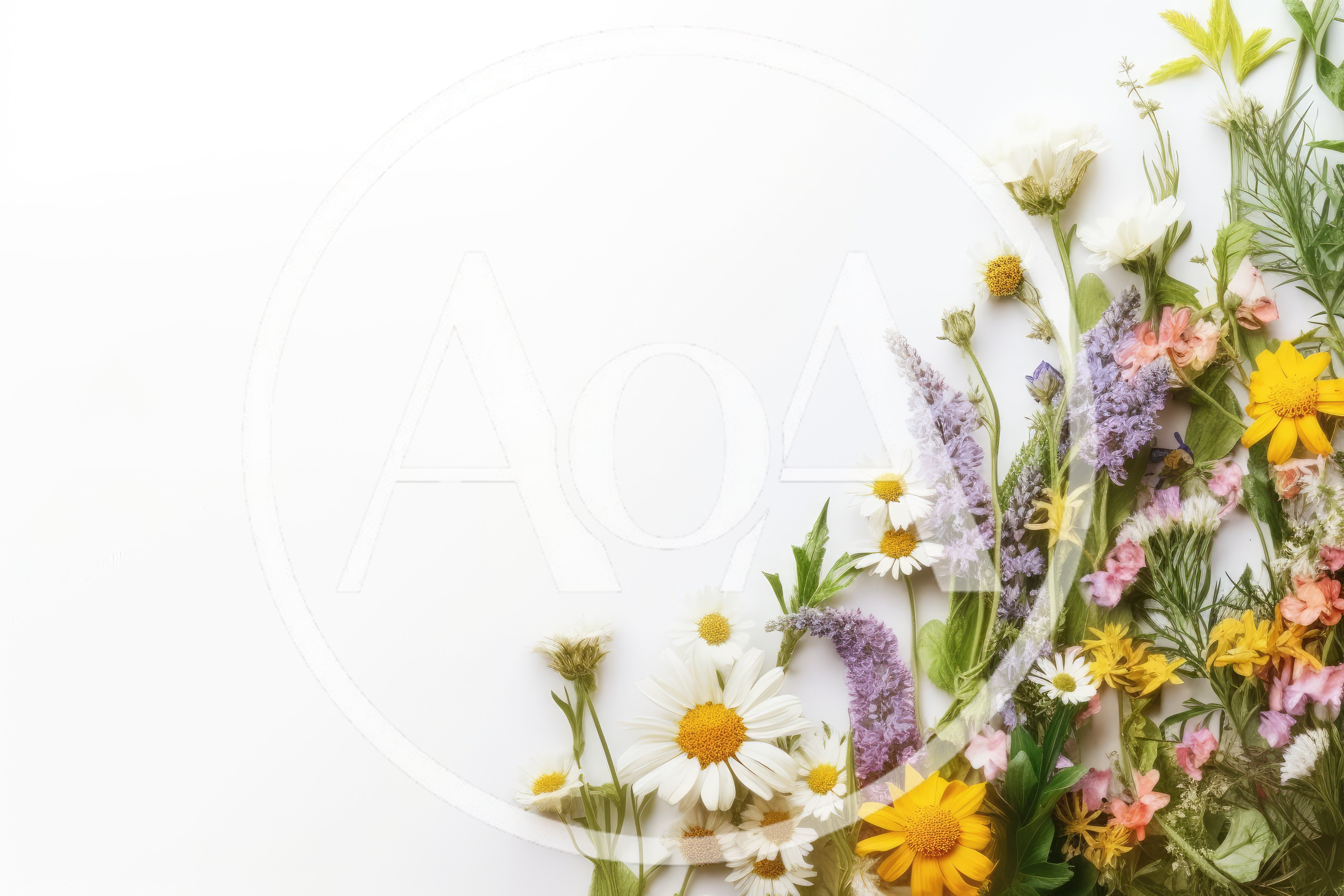 Assorted Wildflowers Arranged On A White Background