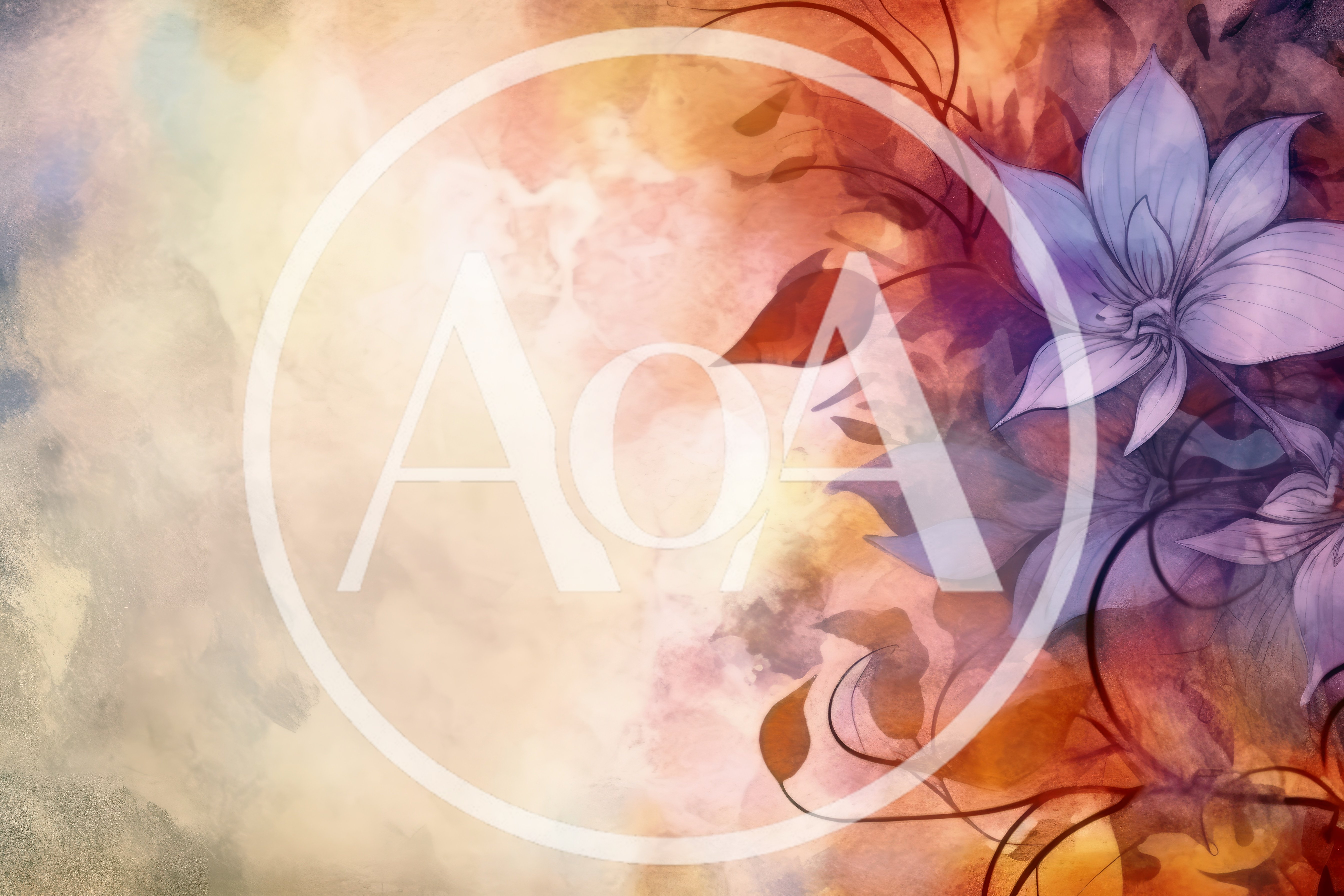 Abstract Watercolor Floral Background With Purple Flowers