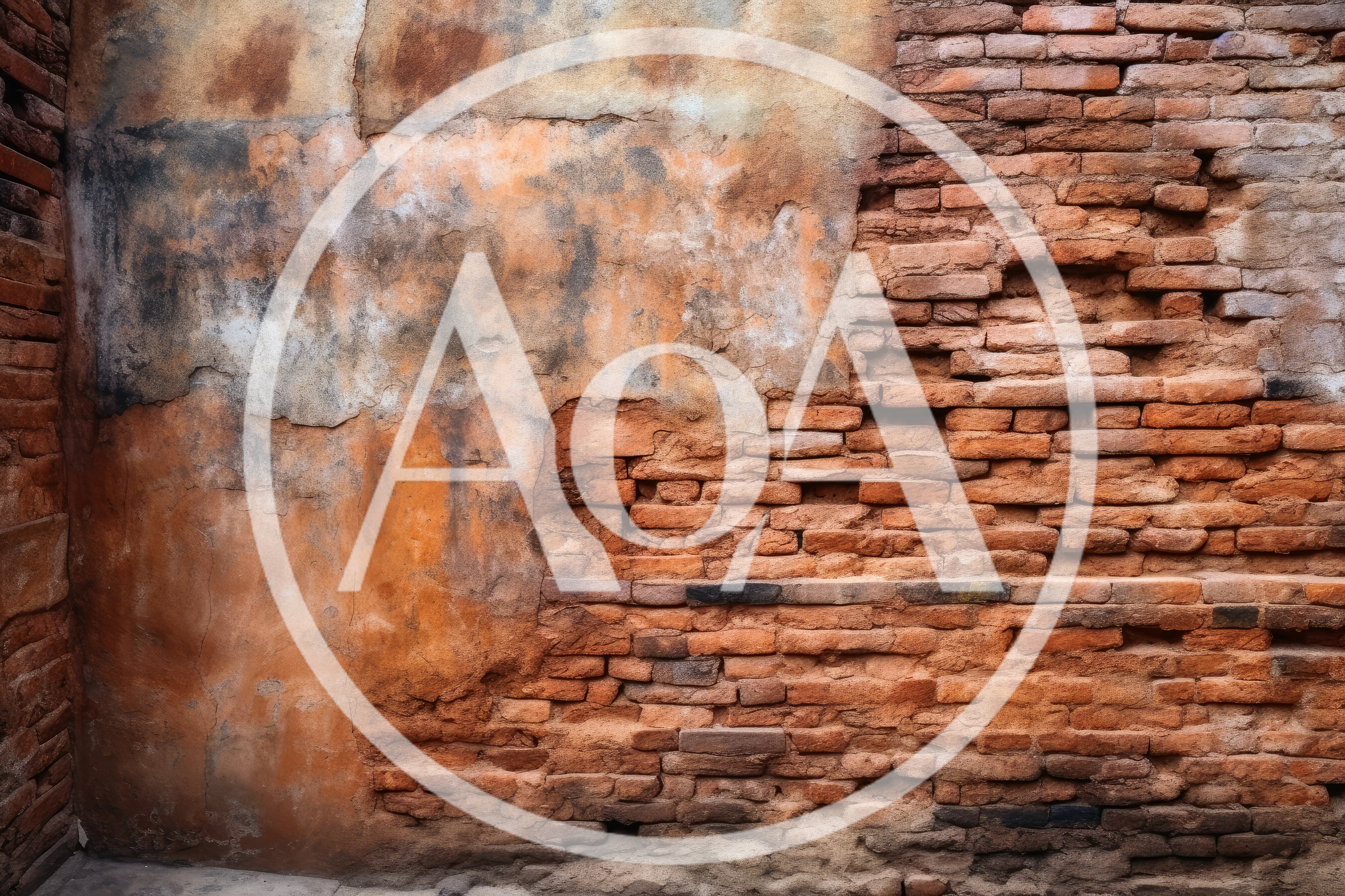 Weathered Brick Wall With Peeling Plaster Texture
