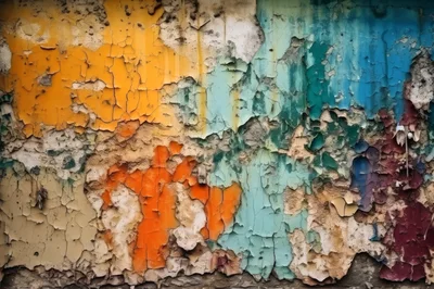 Weathered Wall With Peeling Multi Colored Paint Layers