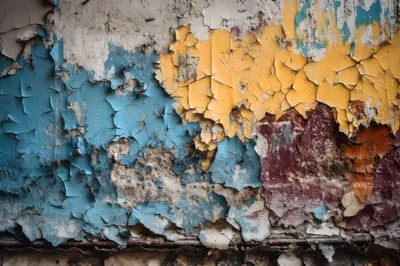 Peeling Layers Of Old Multi Colored Wall Paint