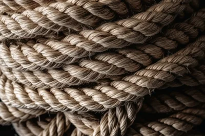 Close Up Of Thick Twisted Natural Fiber Rope