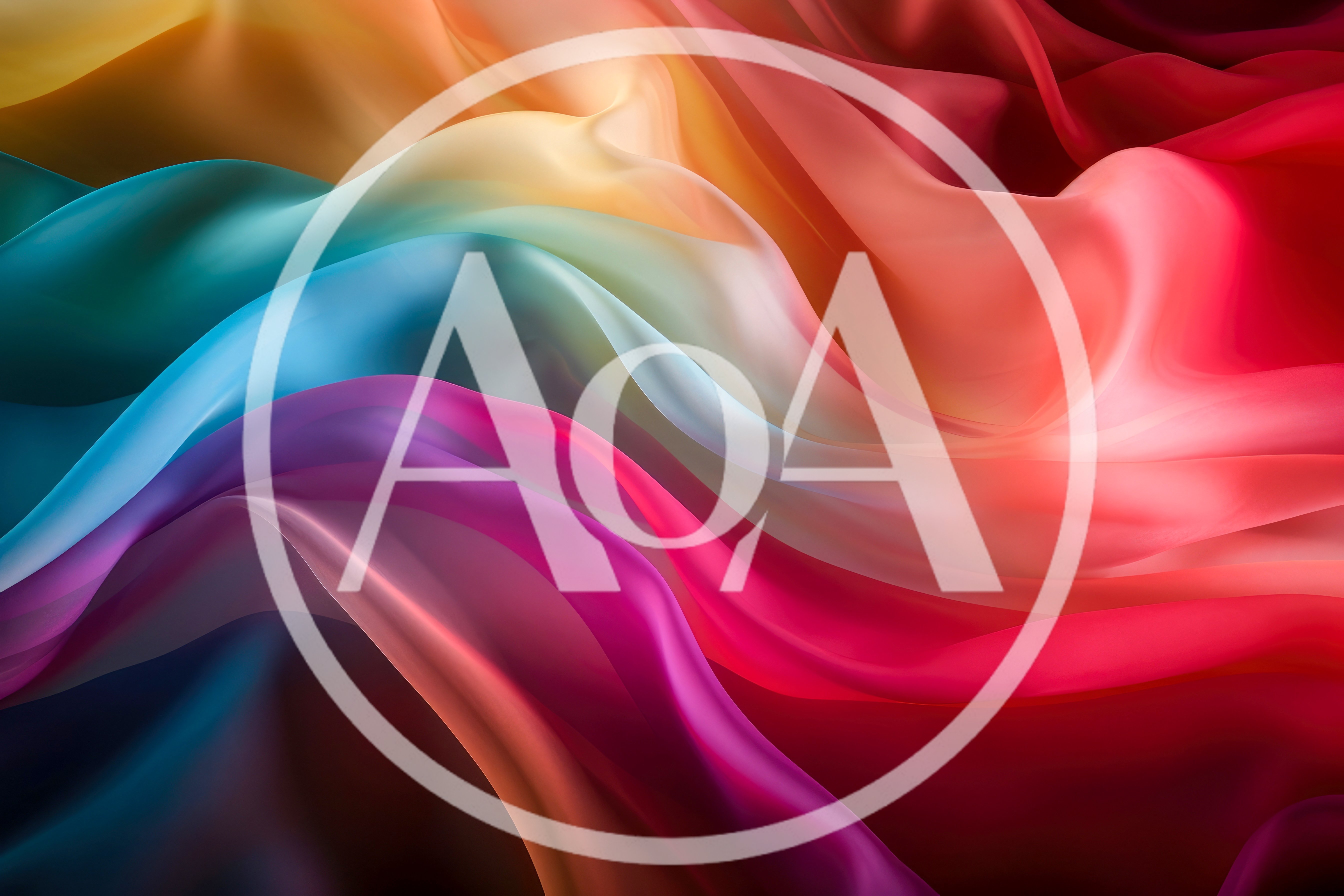 Abstract Flowing Silk Fabric With Vibrant Rainbow Gradient