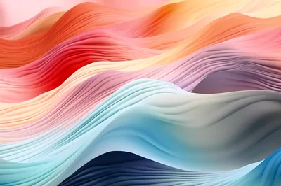 Abstract Flowing Waves Of Colorful Fabric Layers