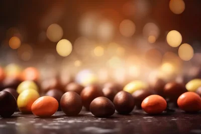 Assorted Chocolate Easter Eggs On Dark Surface