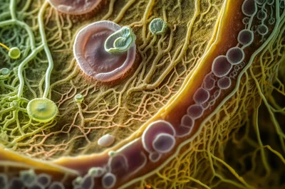 Microscopic View Of Cellular Biological Structures