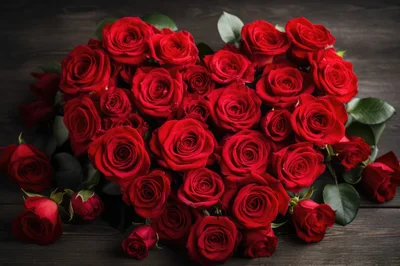 Heart Shaped Arrangement Of Vibrant Red Roses