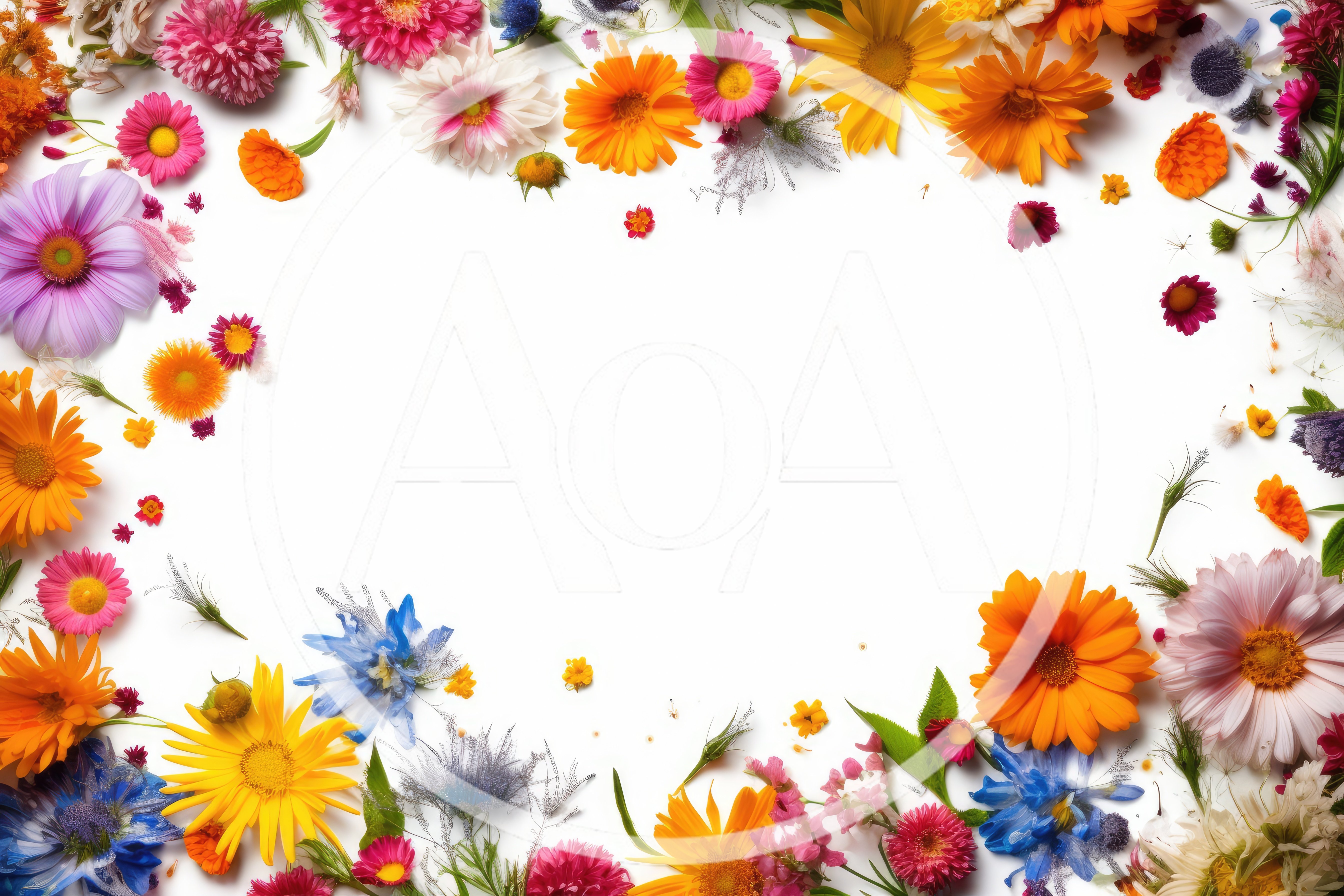 Floral Frame With Colorful Spring Flowers
