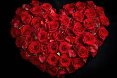 Heart Shaped Arrangement Of Vibrant Red Roses