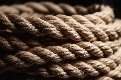 Coiled Natural Fiber Rope Texture Close Up