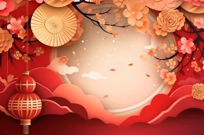 Paper Cut Style Chinese New Year Background