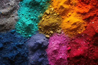 Vibrant Colored Pigment Powder Piles Arranged In A Circle