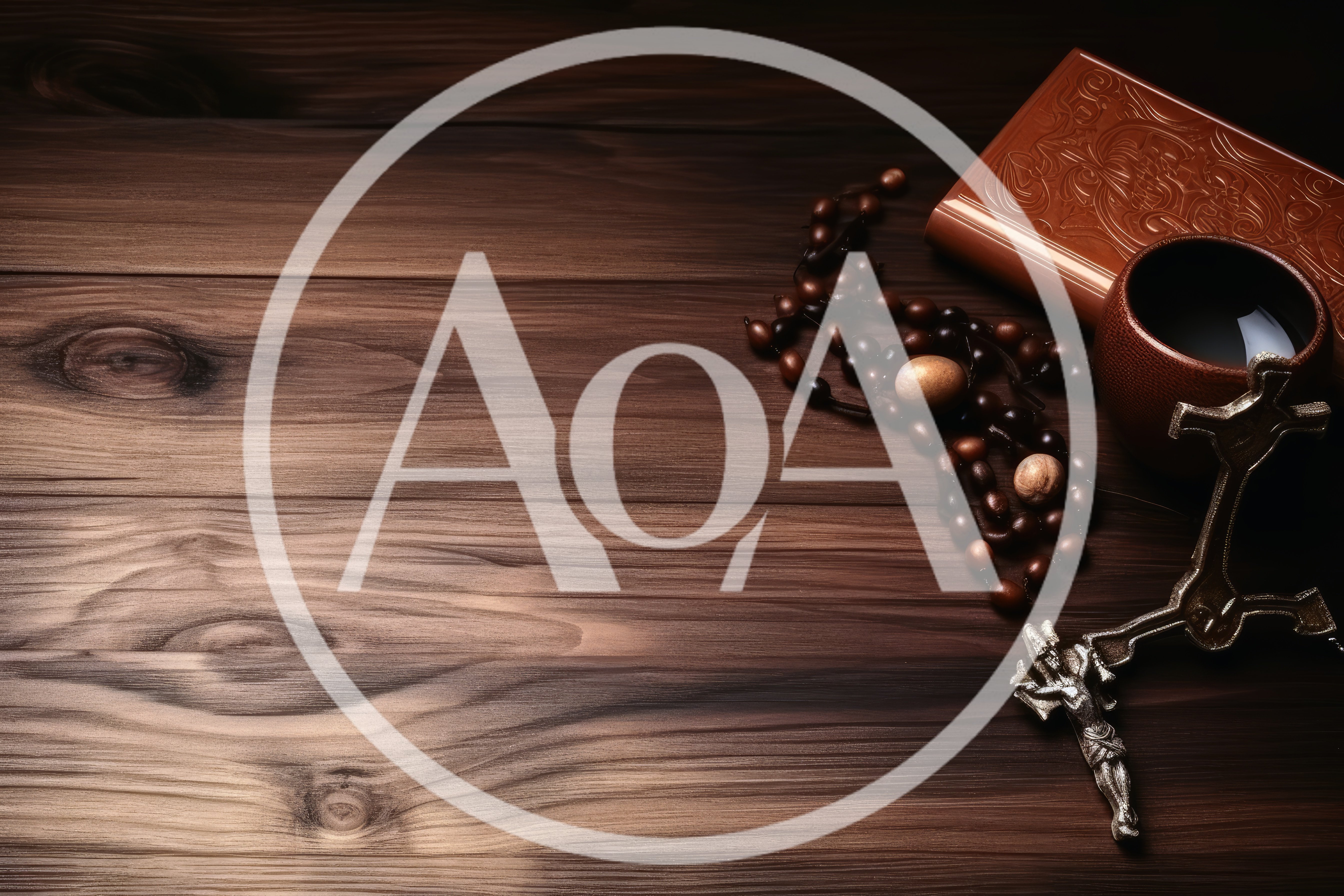 Religious Objects on Dark Wooden Table