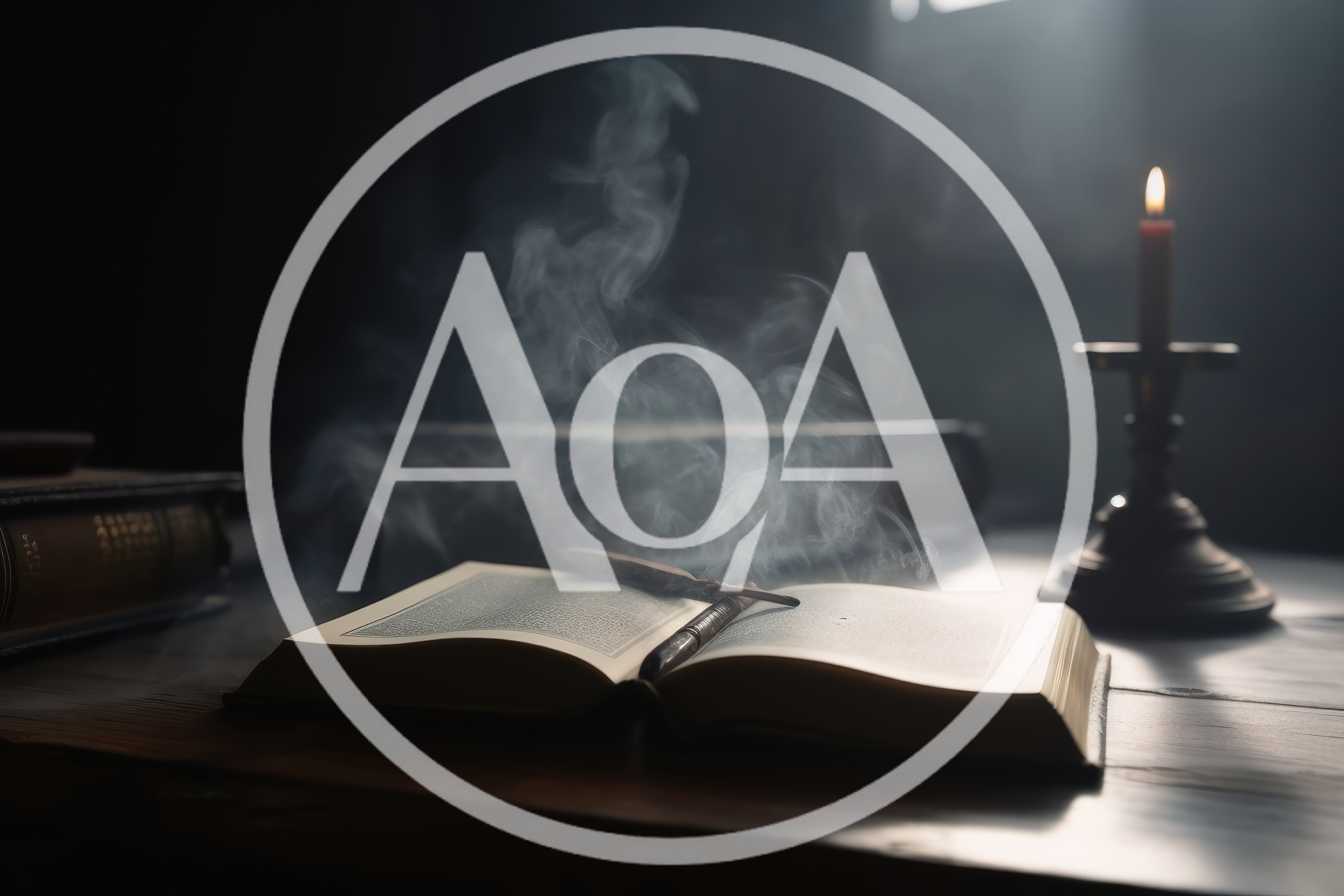 Open Book With Rising Smoke And Candlelight