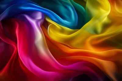 Abstract Rainbow Silk Fabric Flowing Background