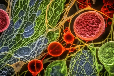 Microscopic View Of Biological Cellular Structures