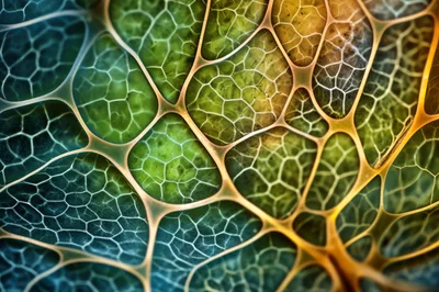 Macro View Of Intricate Leaf Vein Cellular Structure