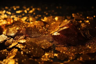 Macro Close Up Of Sparkling Gold Glitter Particles