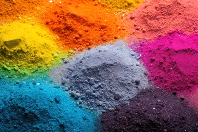 Vibrant Colored Powder Piles Arranged In A Circle