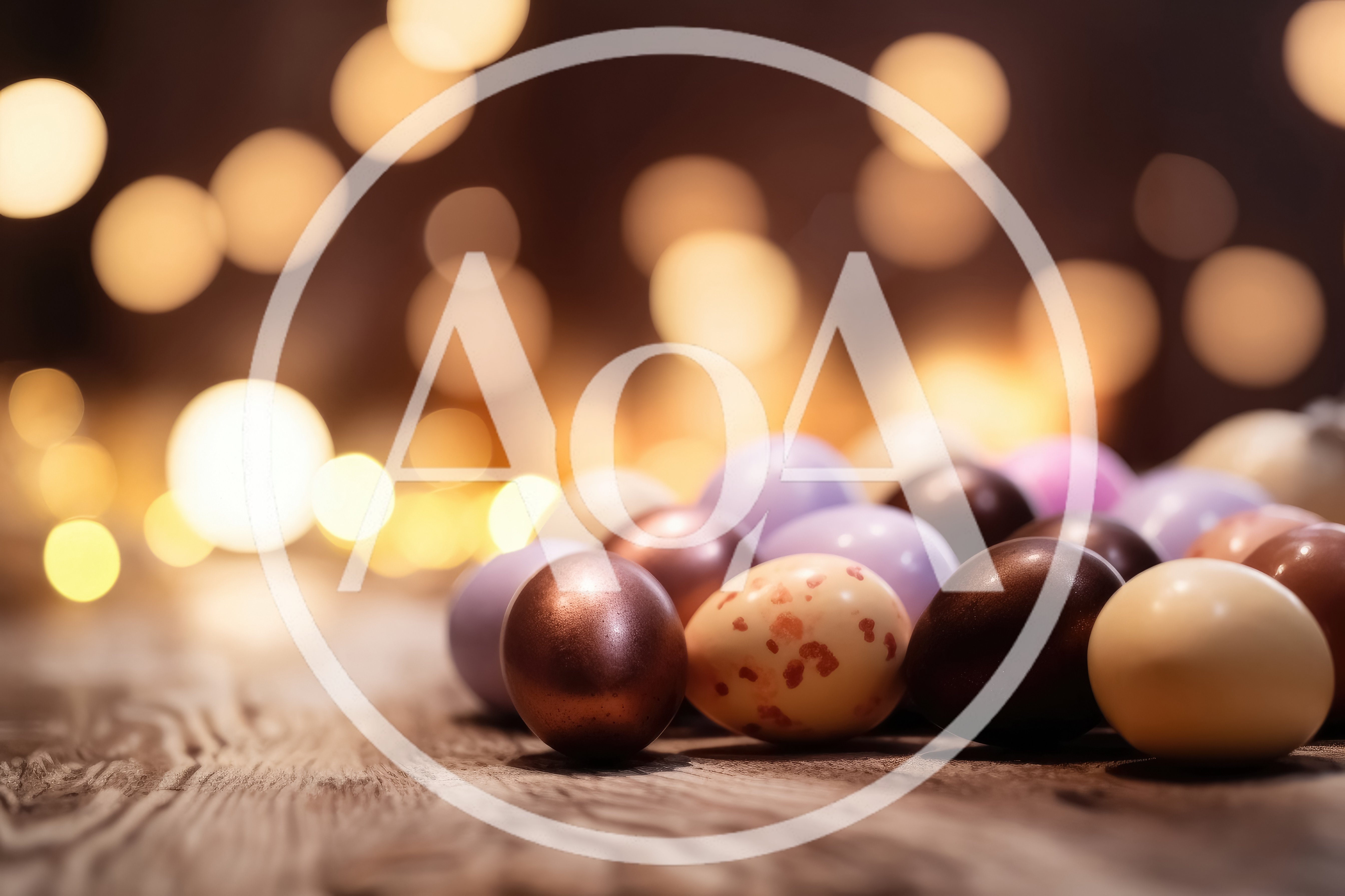 Assorted Chocolate Easter Eggs on Rustic Wooden Surface