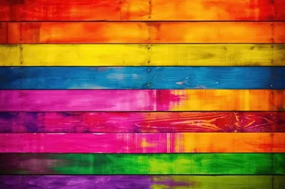 Vibrant Rainbow Painted Wooden Planks Background