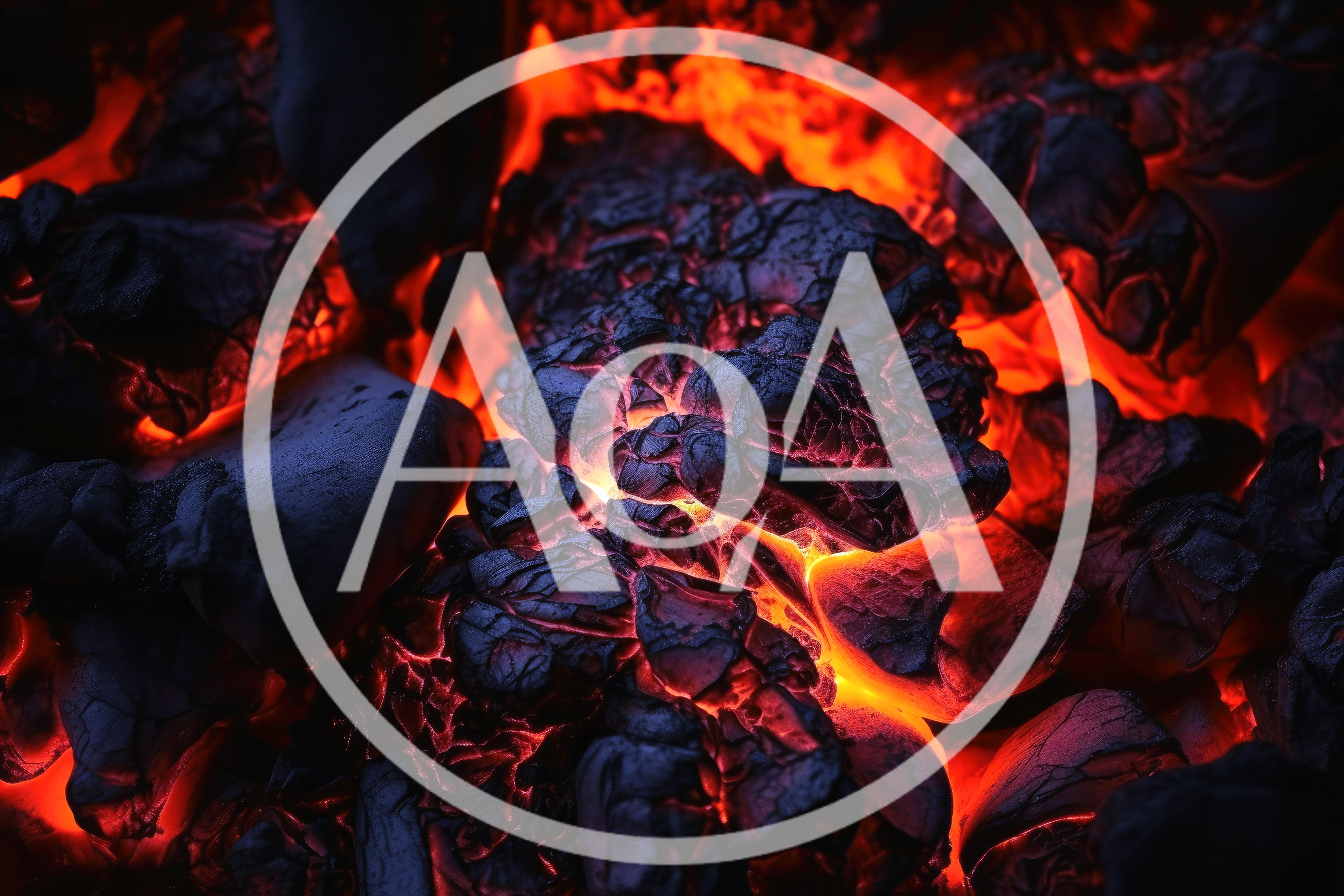Glowing Hot Charcoal Embers In A Fire Pit