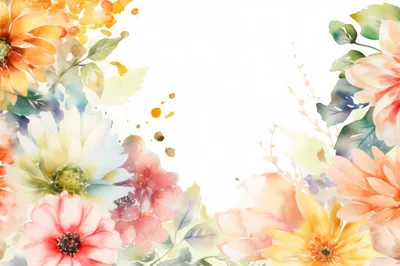 Watercolor Floral Frame With Vibrant Spring Flowers
