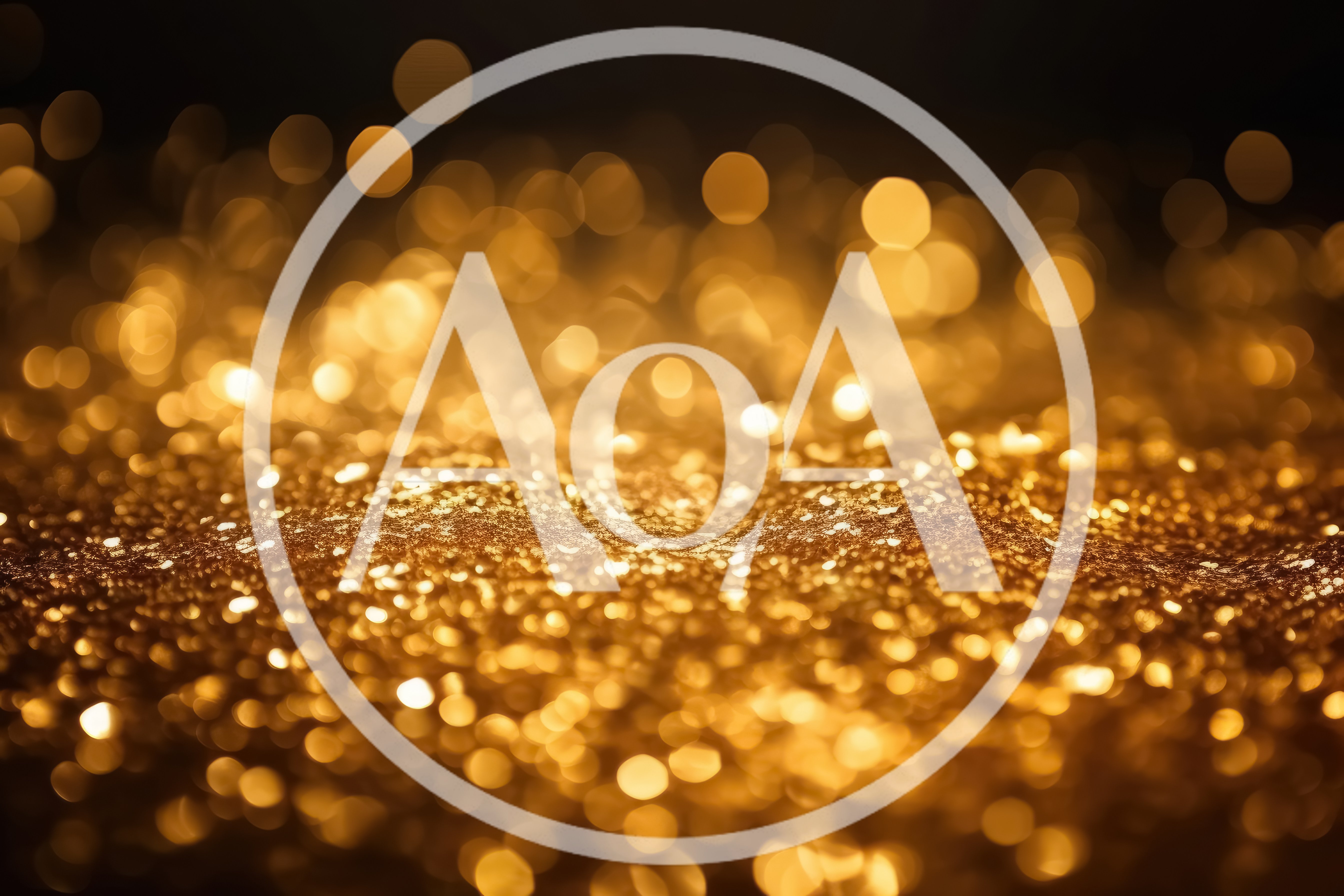 Golden Glitter Particles With Bokeh Background