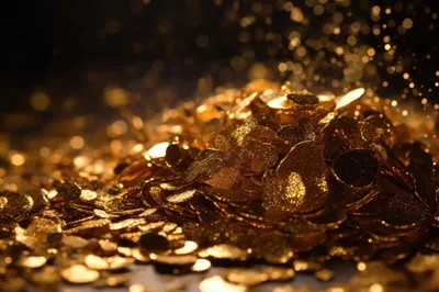 Pile Of Sparkling Gold Glitter Particles