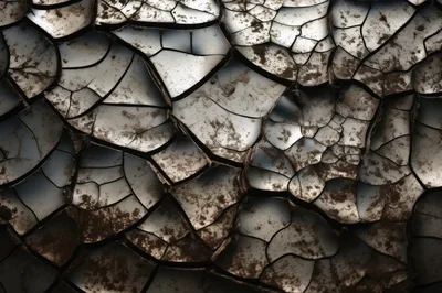 Close Up Of Cracked Dry Earth Texture