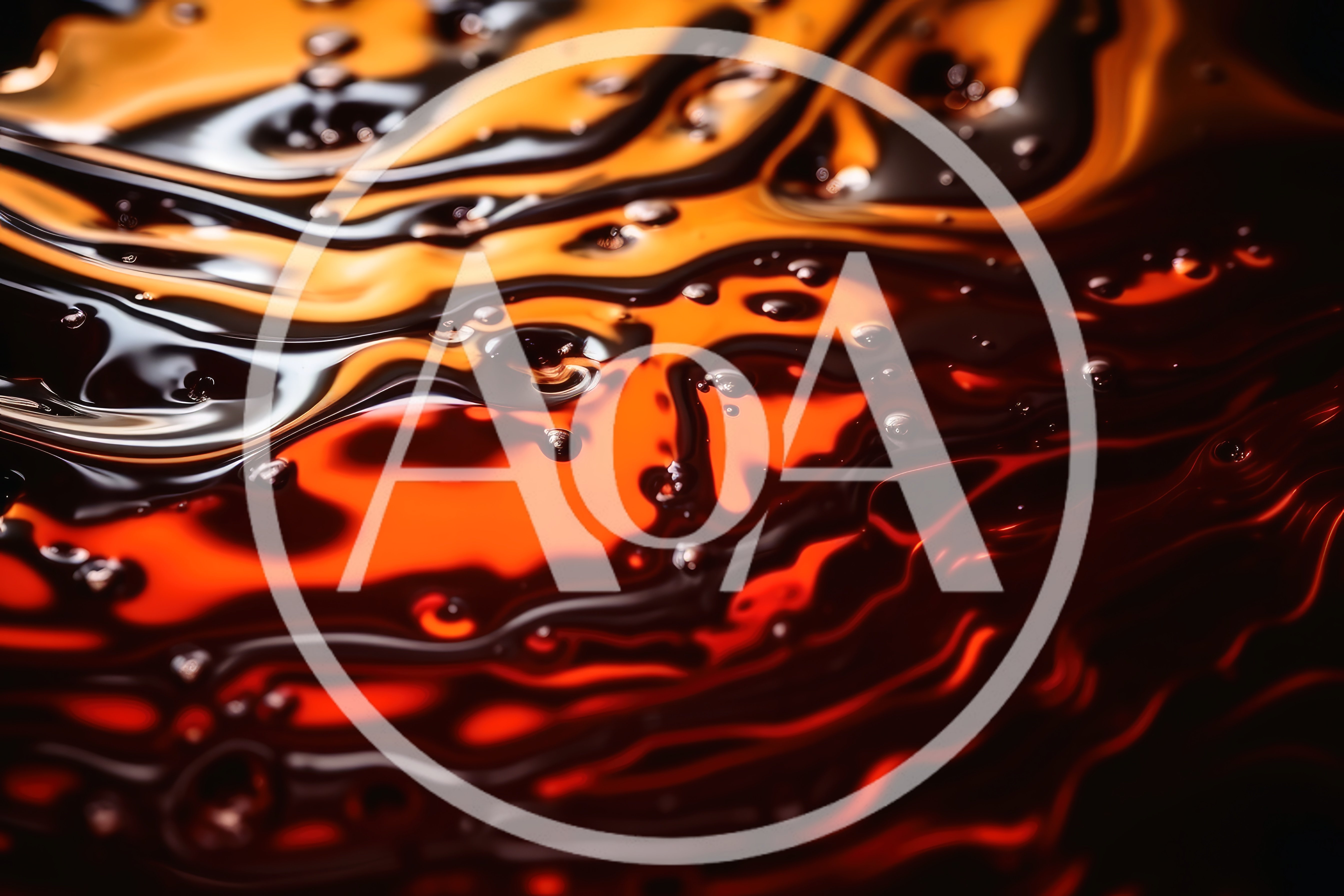 Abstract Liquid Swirls of Orange and Black Oil