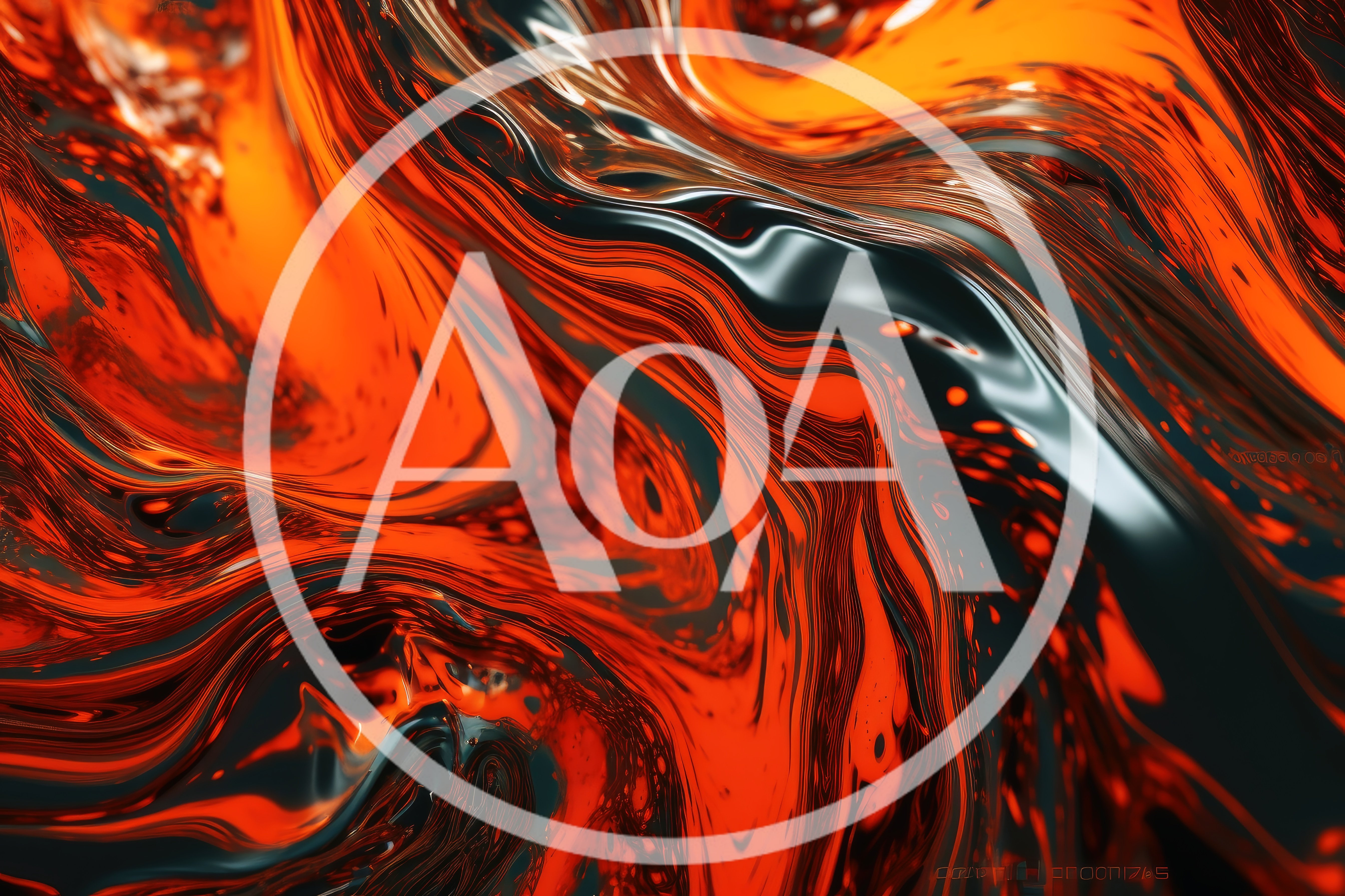 Abstract Liquid Swirls Of Orange And Black
