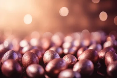 Metallic Rose Gold Easter Eggs Background