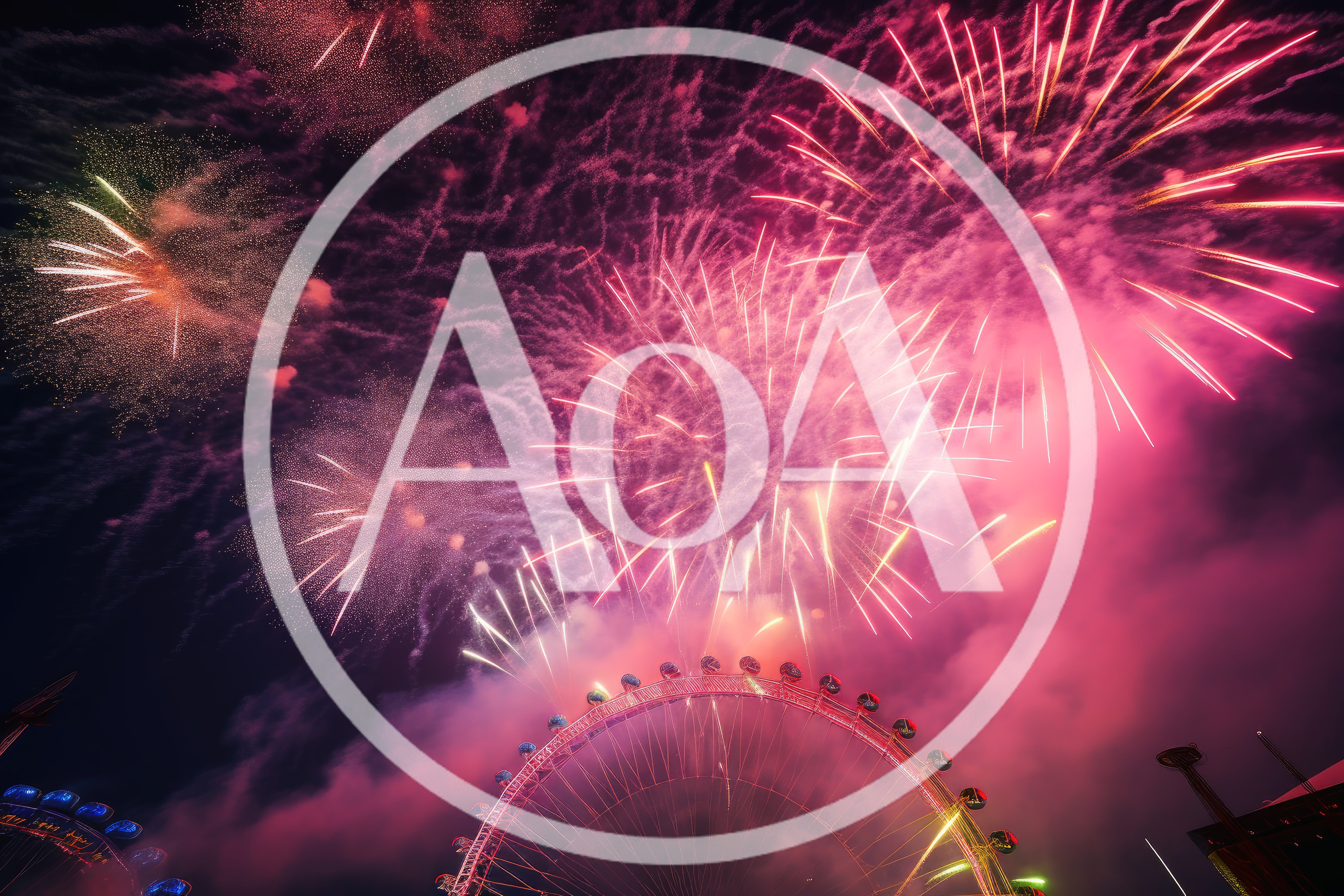 Fireworks Display Over The London Eye Ferris Wheel