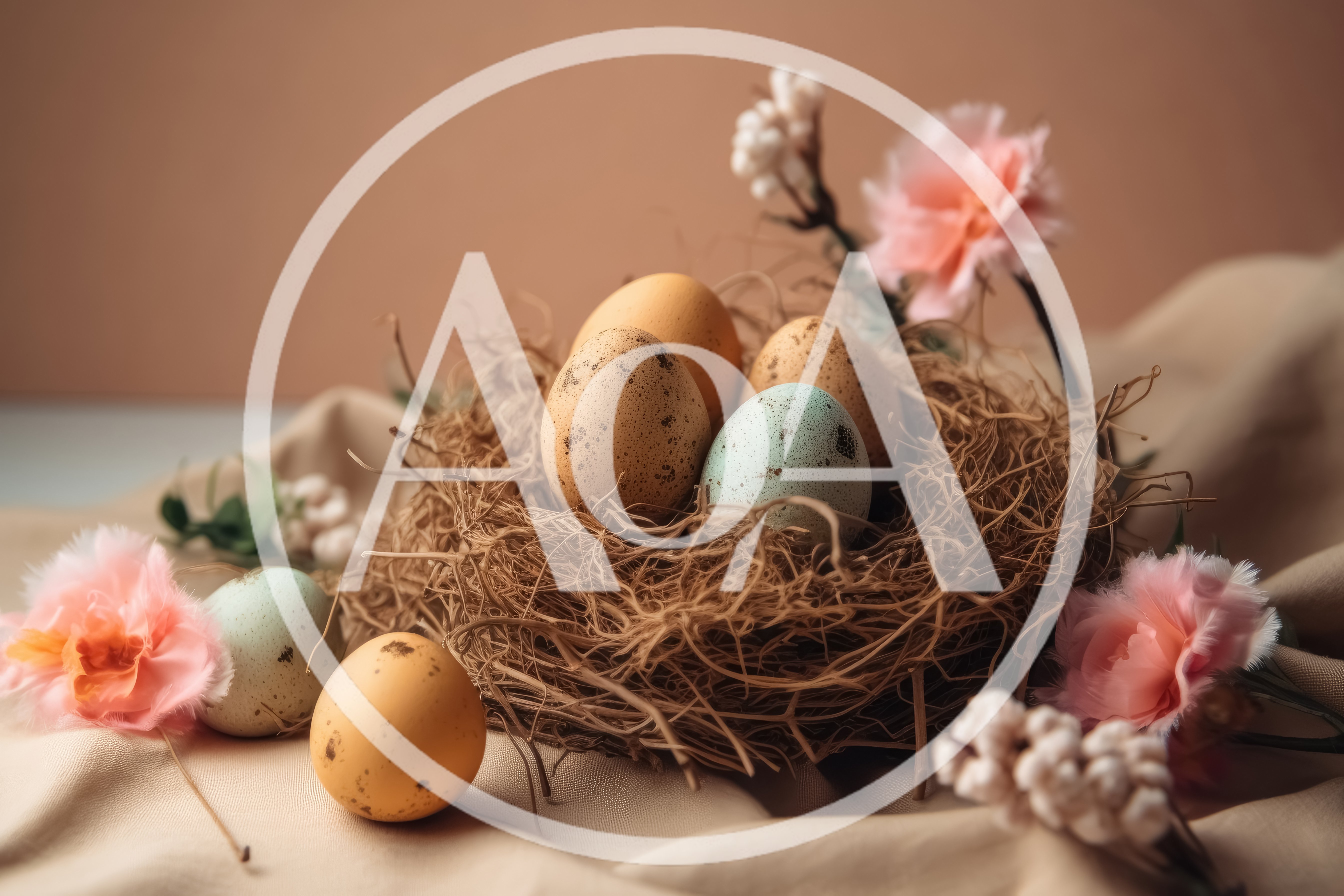 Easter Eggs In A Natural Straw Nest