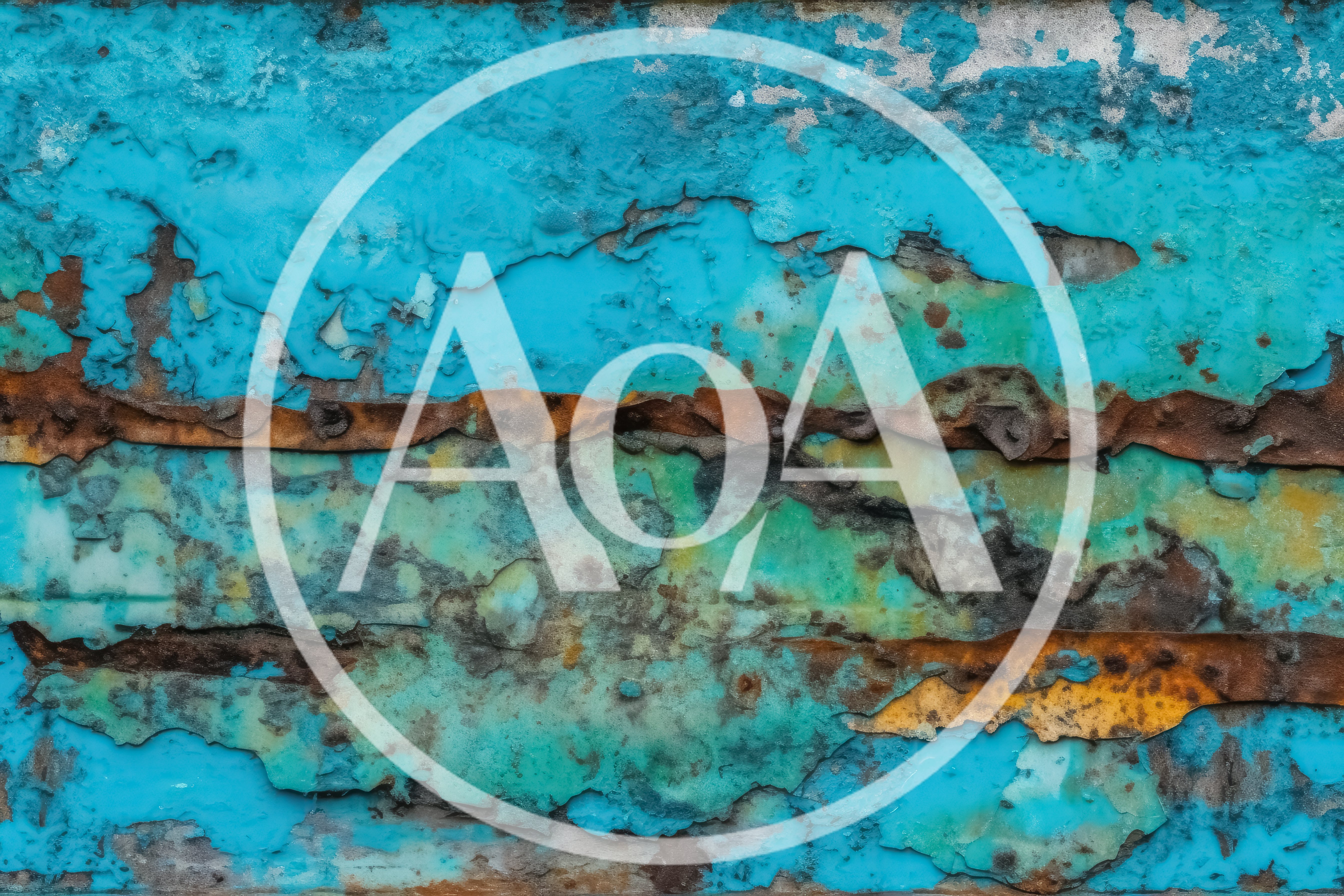Weathered Metal Surface With Peeling Blue Paint