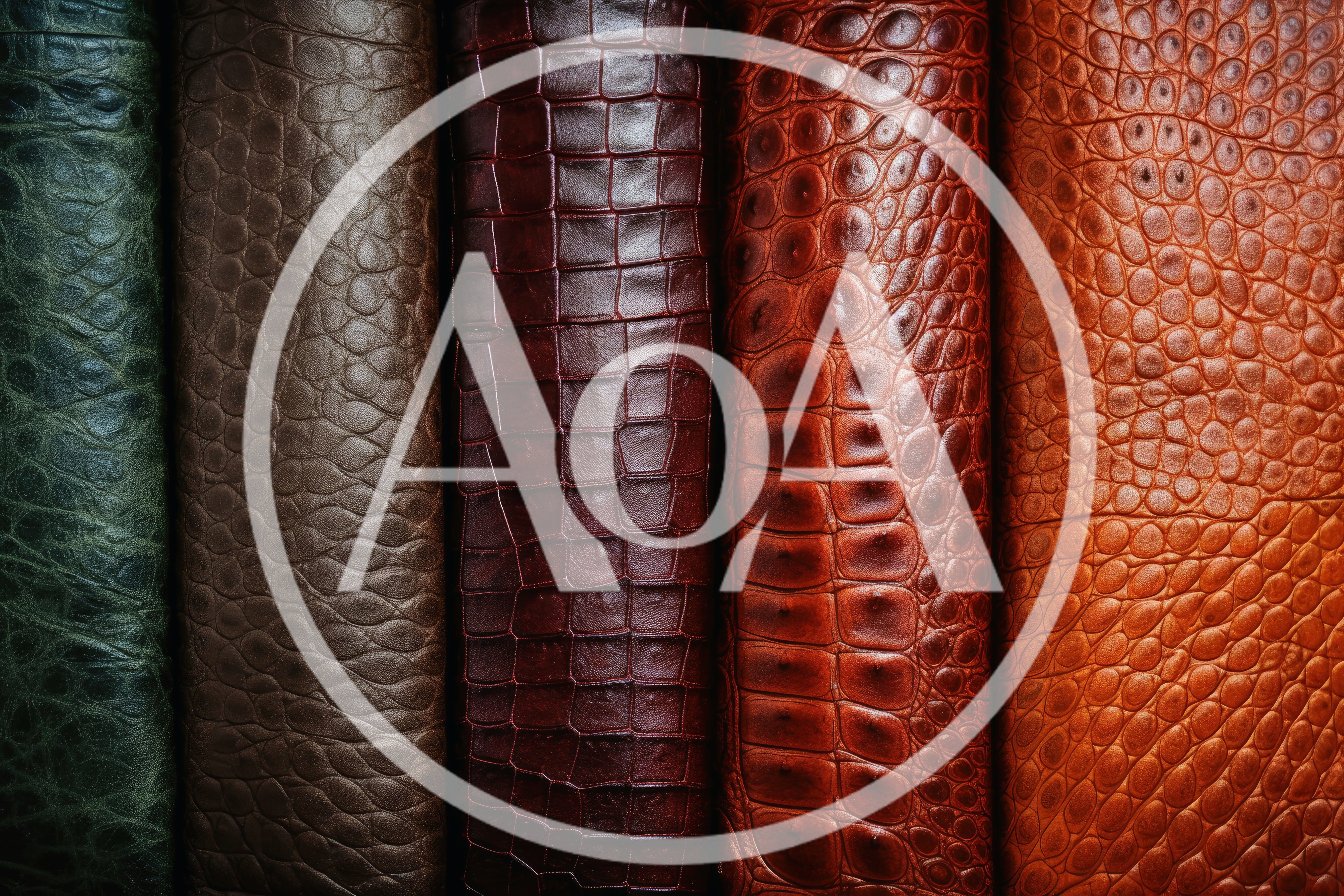 Five Rolls Of Textured Exotic Leather Samples