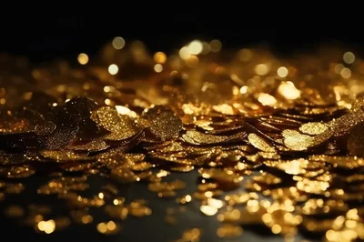 Macro Close Up Of Sparkling Gold Glitter Particles