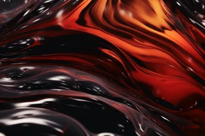 Abstract Liquid Flowing Waves in Red and Black