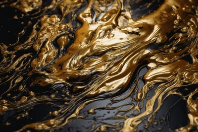 Liquid Gold Swirling On Black Background