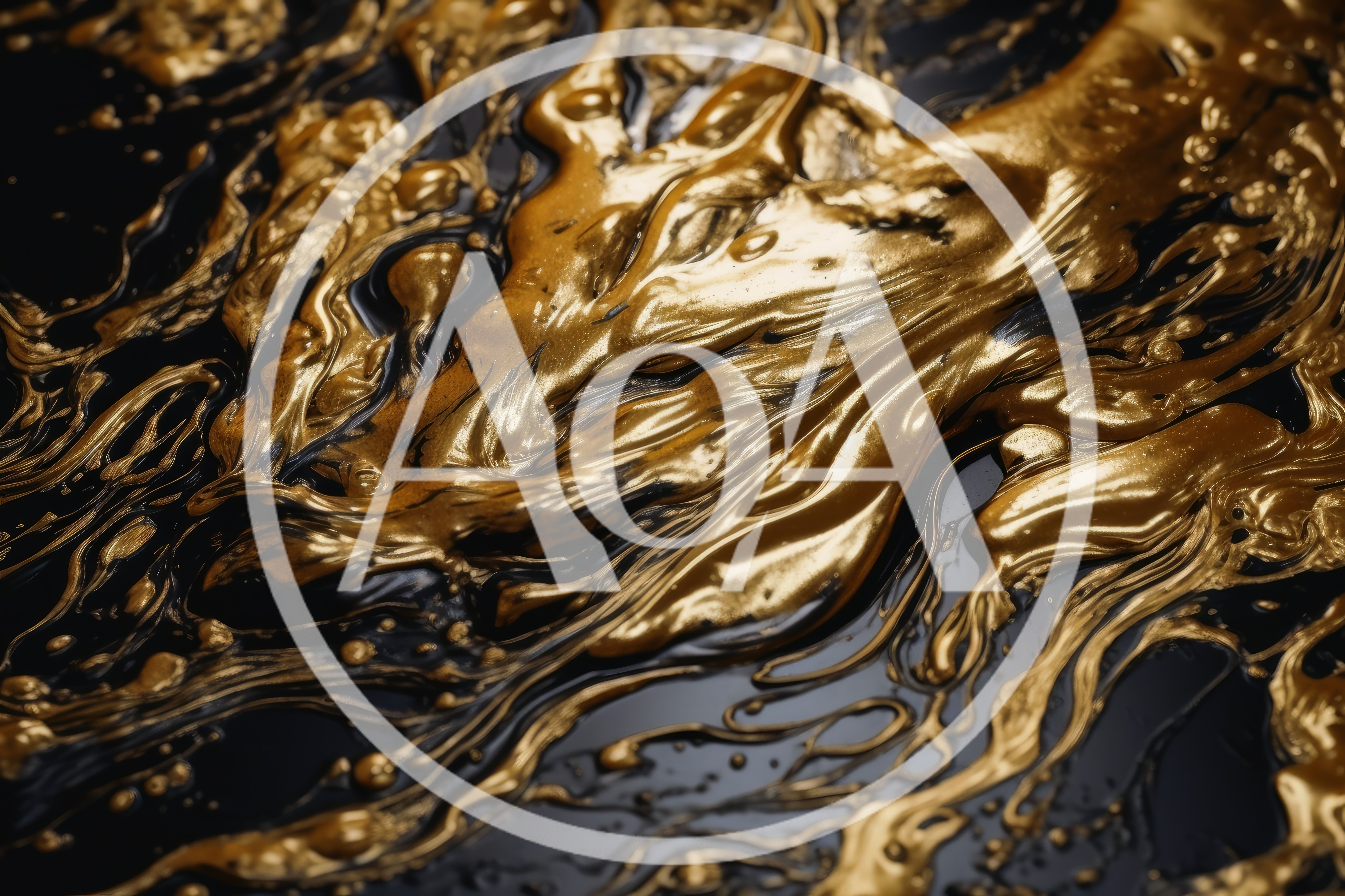 Liquid Gold Swirling On Black Background