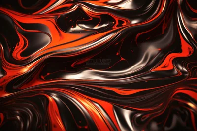 Abstract Liquid Metal Flow With Orange And Black Tones
