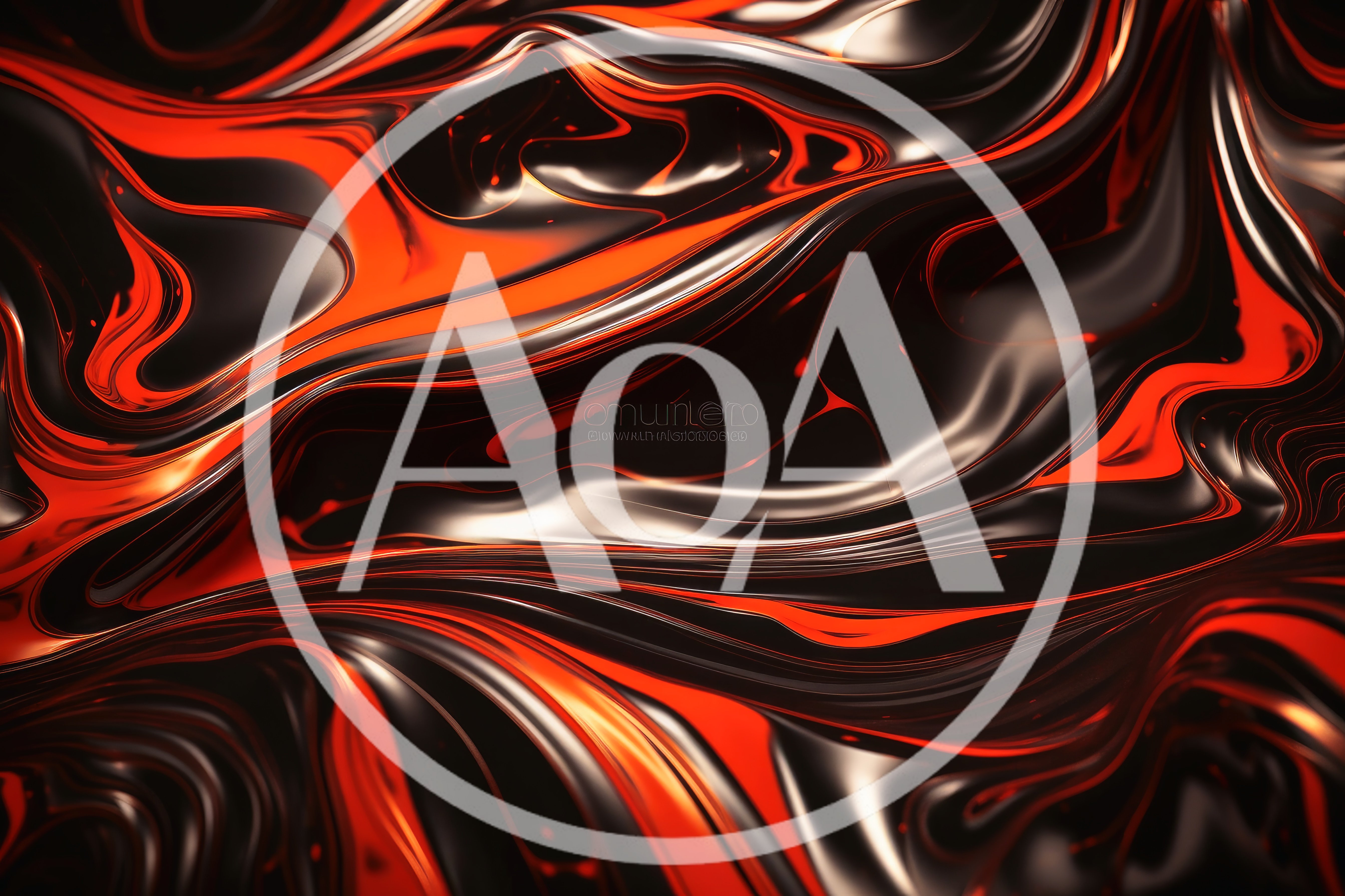 Abstract Liquid Metal Flow With Orange And Black Tones