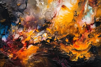 Abstract Oil Painting With Vibrant Swirling Colors