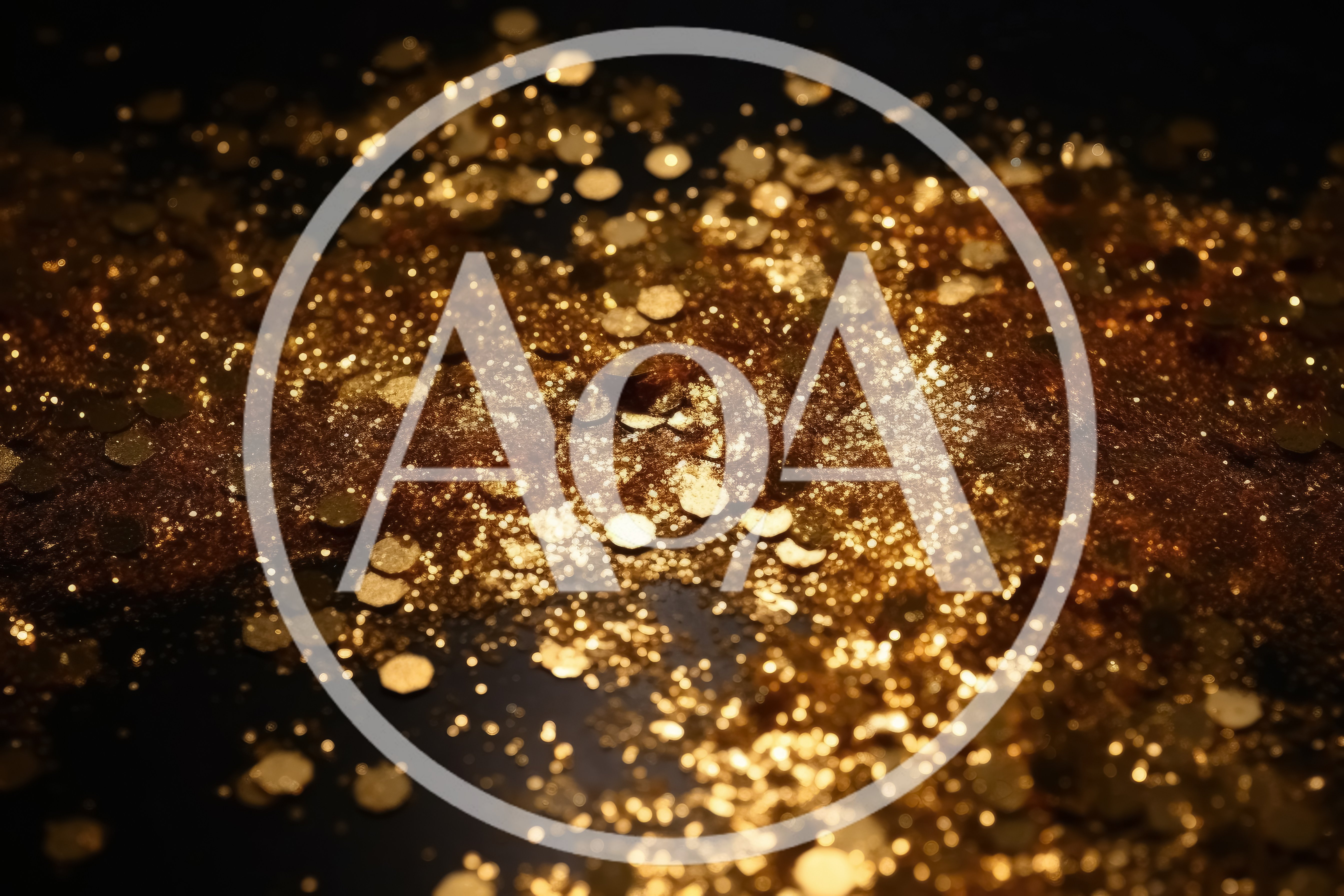 Golden Glitter Particles Scattered On Dark Background
