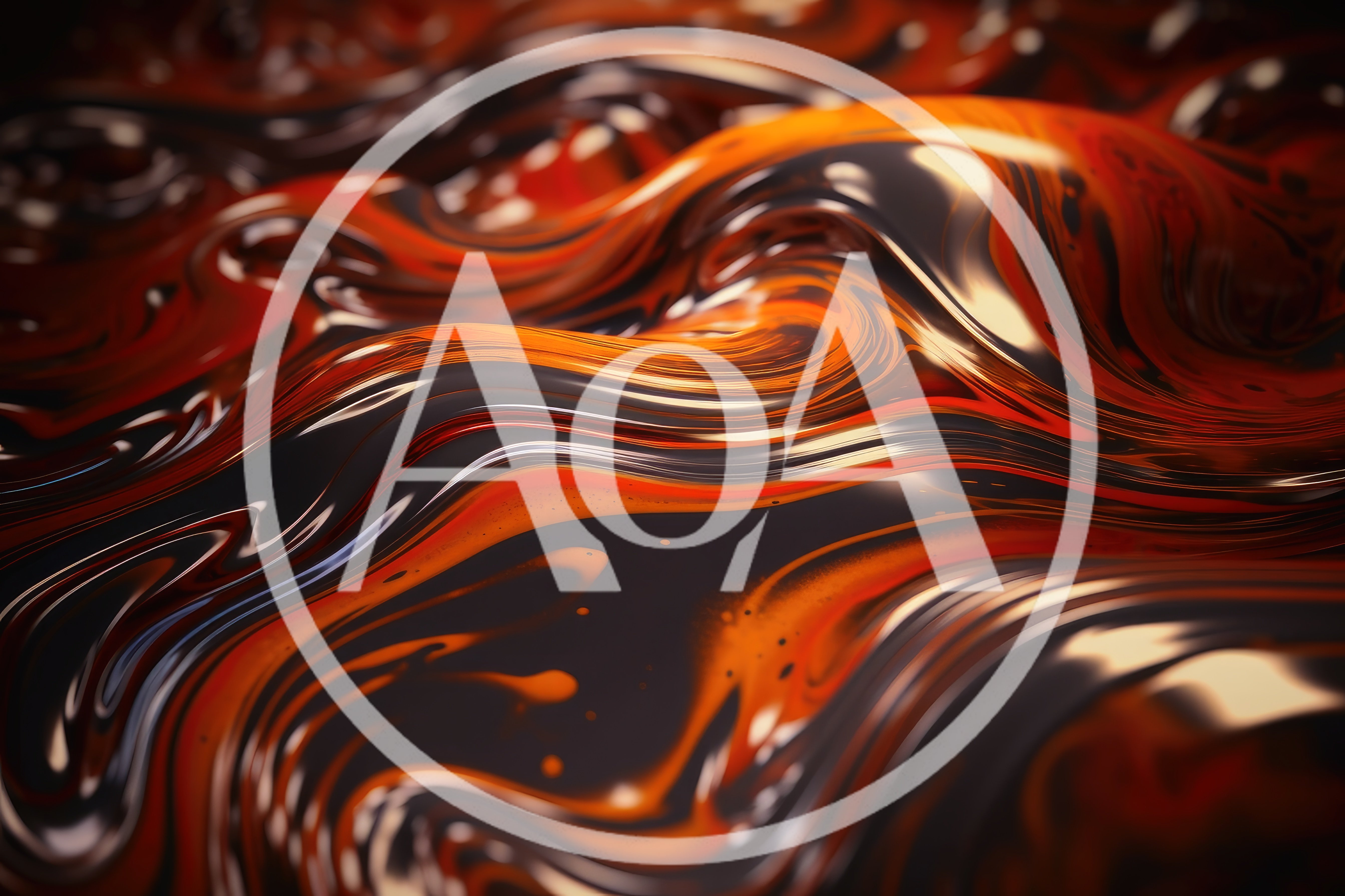 Abstract Liquid Swirls Of Orange And Black