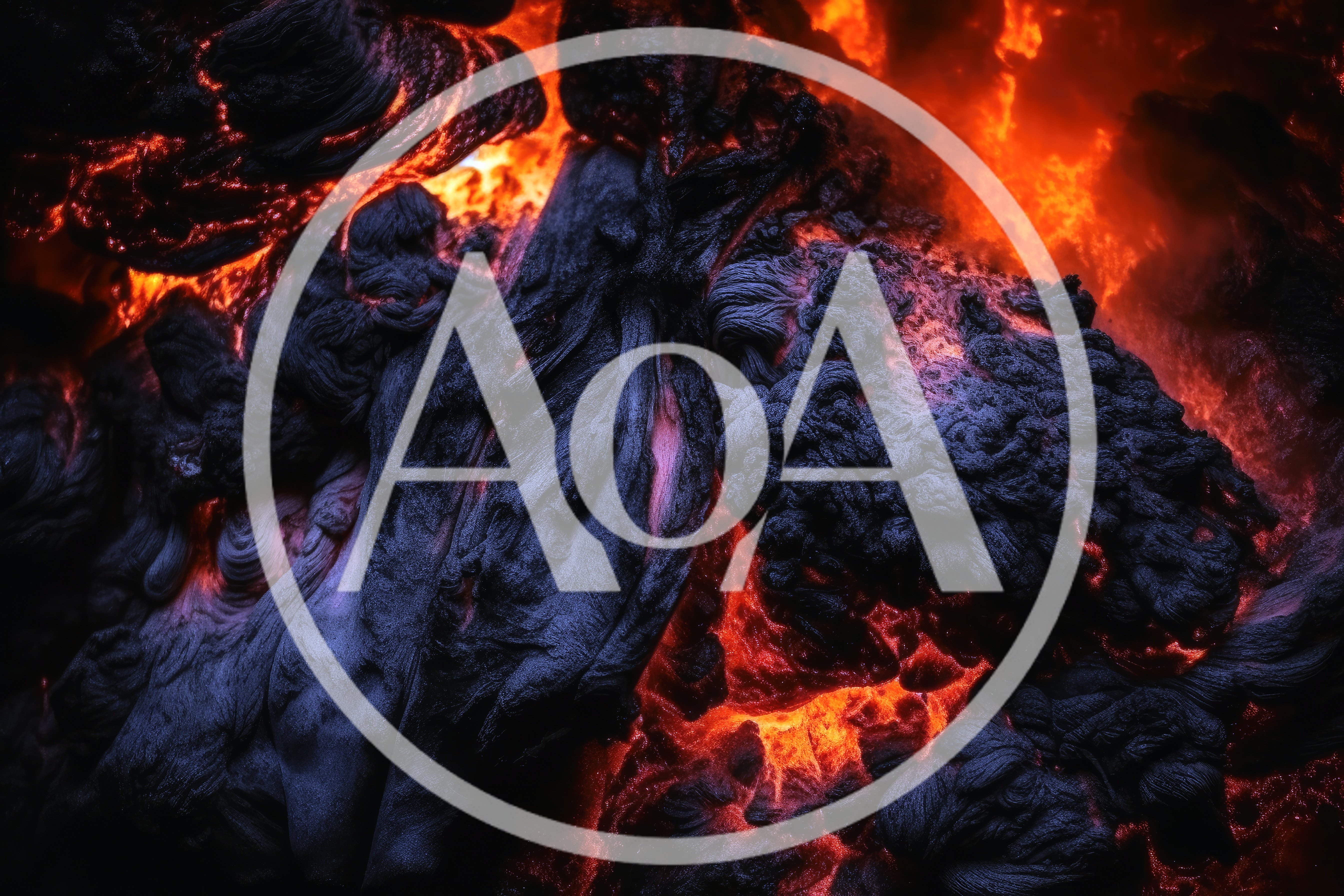 Molten Lava Flowing Through Dark Volcanic Rock