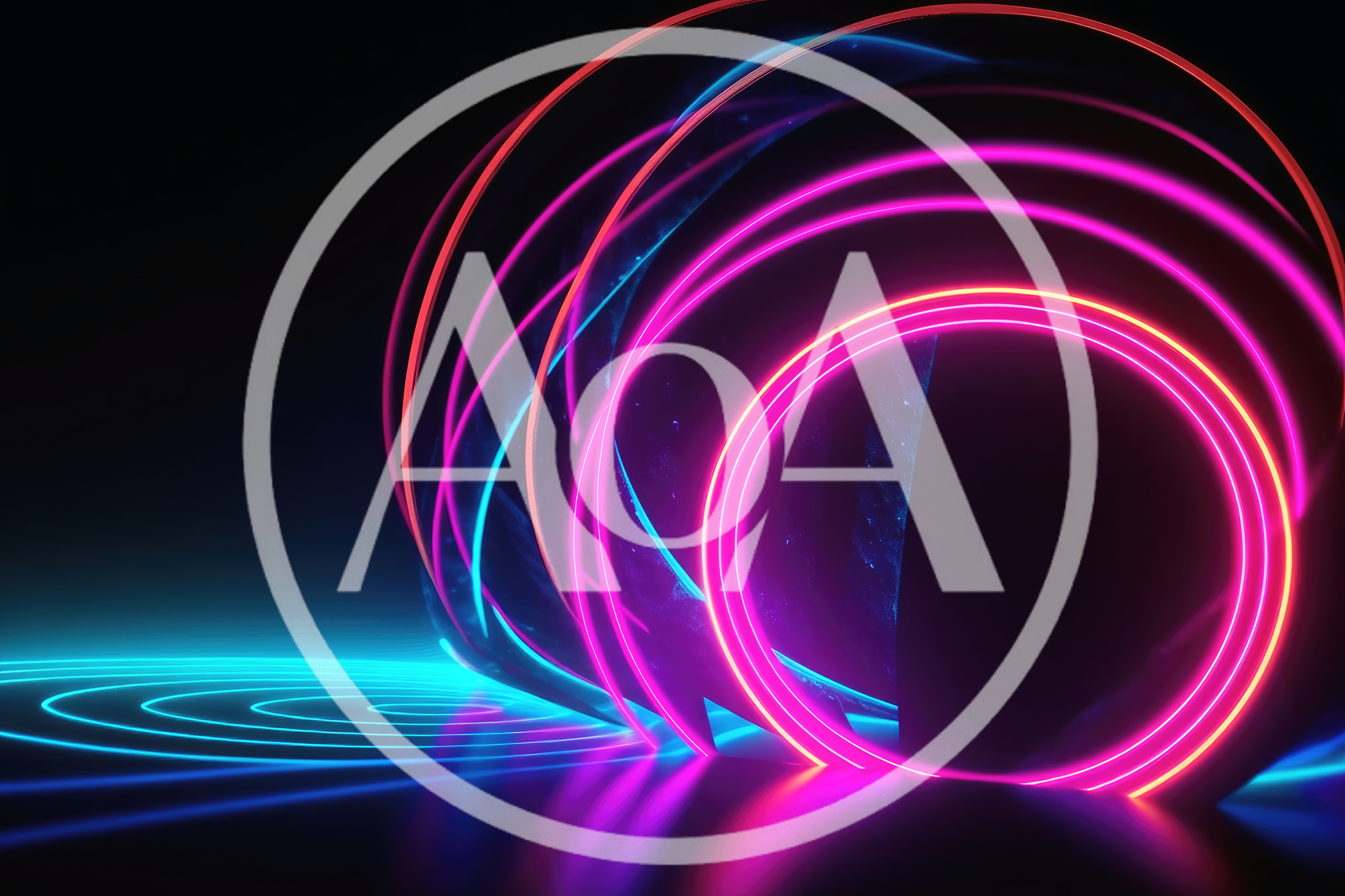 Abstract Neon Light Rings and Glowing Circular Patterns